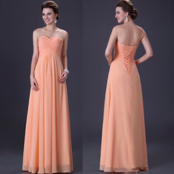 Peach colored long prom dress!