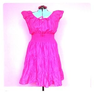 Hot pink peasant style dress *plus*