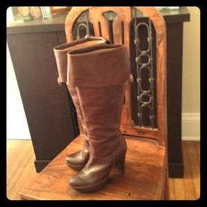 Knee high Frye Anna Cuff Pull On leather boots
