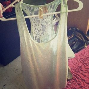 🔴BUNDLED🔴Lace Sequined Tank Top Mint Green