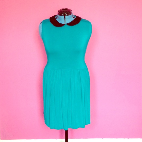 Teal stretch fit and flare dress *plus*