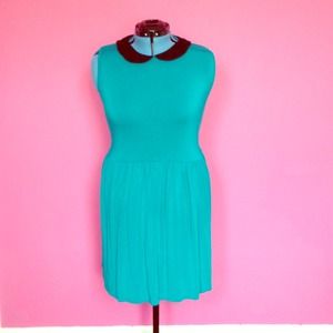 Teal stretch fit and flare dress *plus*