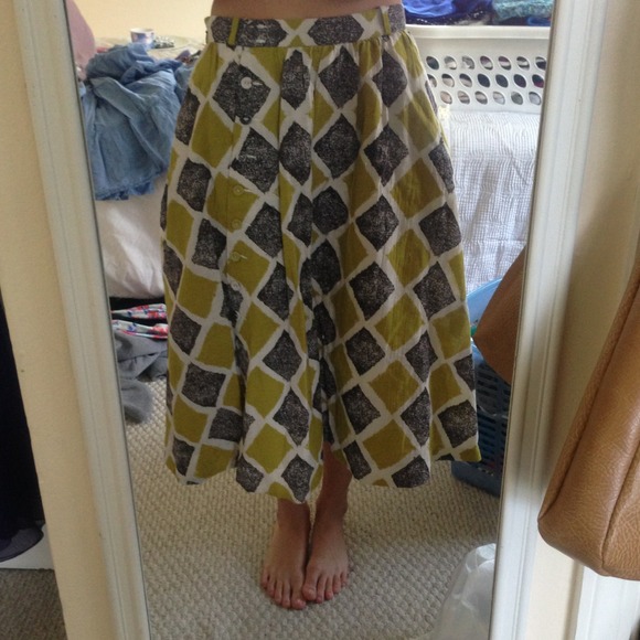 Tea length geometric anthropologist skirt