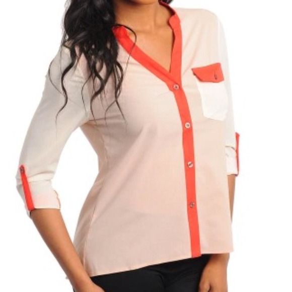 Tops - ♦Beige cream Red top