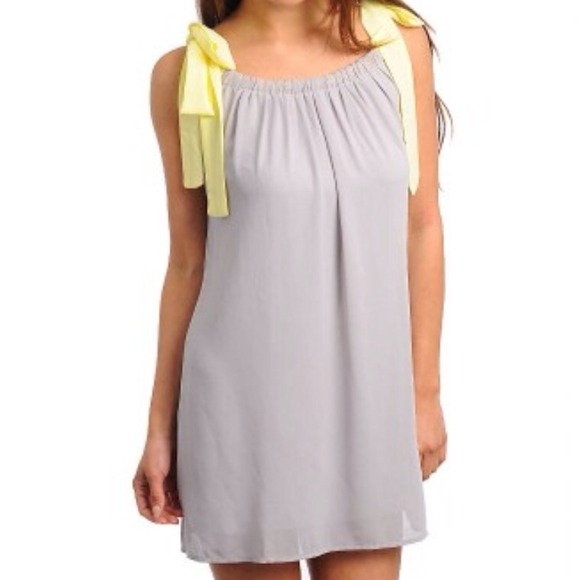 🎈grey neon yellow chiffon dress