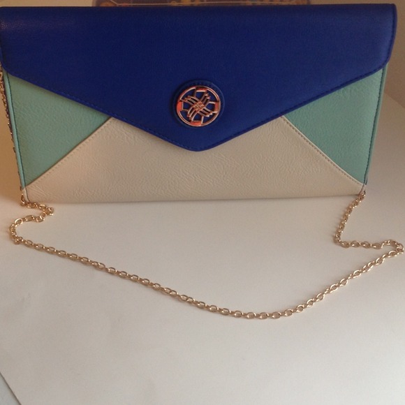 Color block envelope clutch