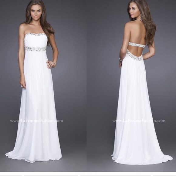 La Femme white prom dress