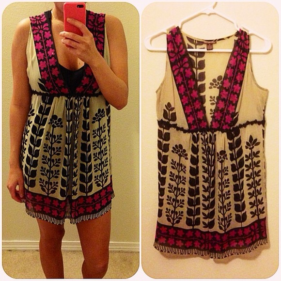 Fuschia, blush, and black chiffon top/dress frm BP