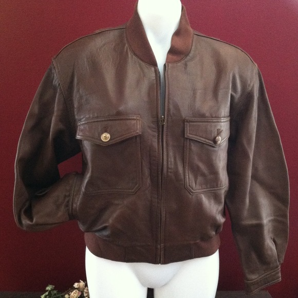 Chocolate leather bomber