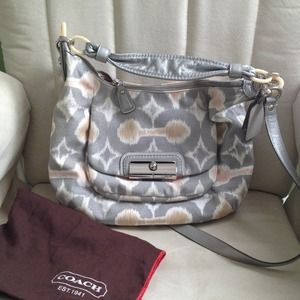 SOLD Coach grey/tan/white/pink hobo bag