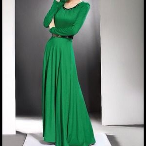 Emerald Green Elegant Long Dress for spring