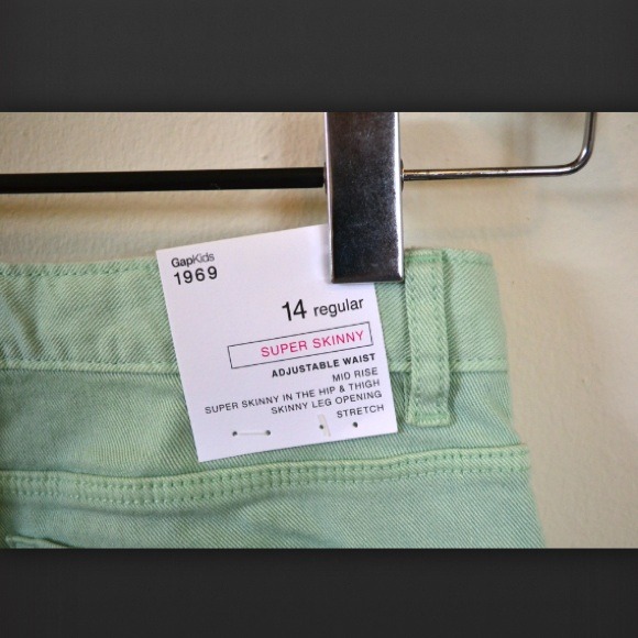 GAP girls mint colored skinny jeans (size: 14) - Picture 3 of 4