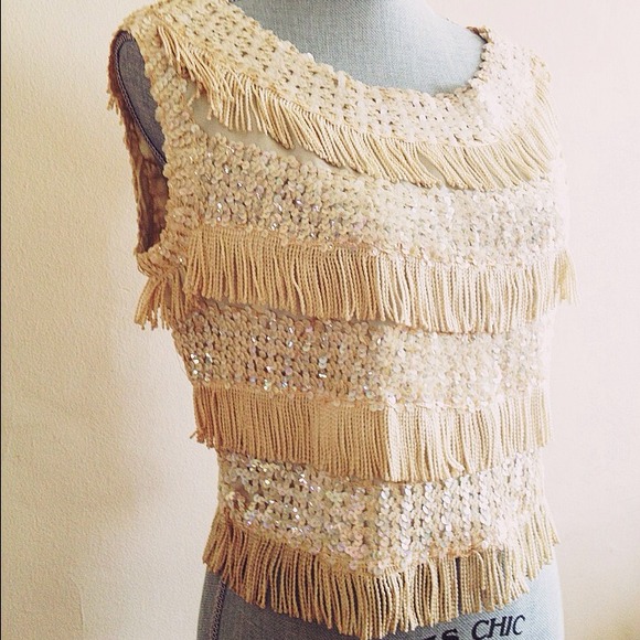 Vintage fringe sequin Gatsby flapper style top
