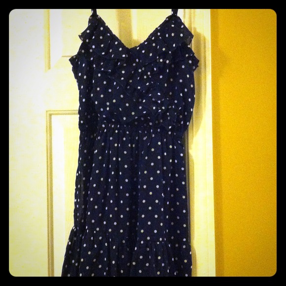 Navy blue polka dot dress