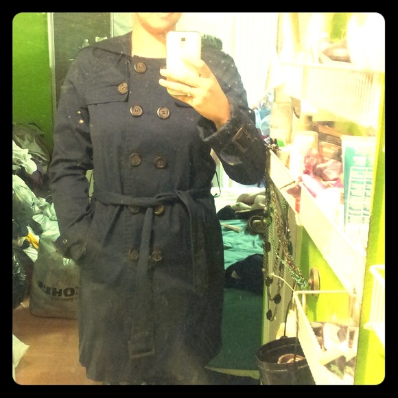 Blue trench coat