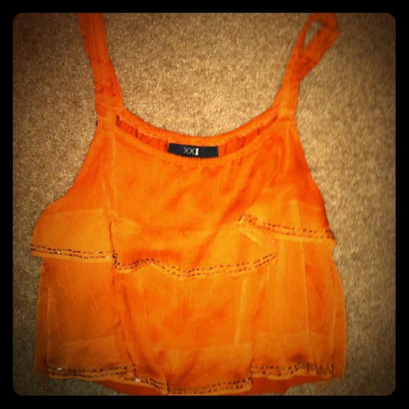 Coral beaded crop top