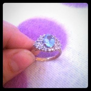 Blue Topaz and Cubic Zirconia cocktail ring.