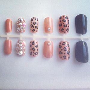 Cheetah Nails with Swarvoski Crystals 🐯💎