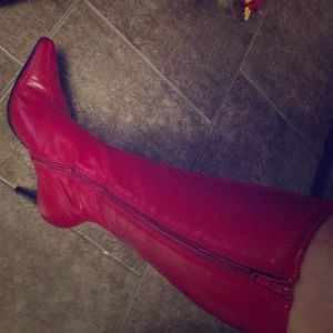 ON HOLD Red knee high Maripe boots