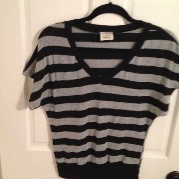Black and gray striped top