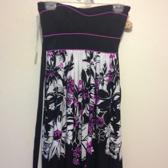 Strapless purple flower dress