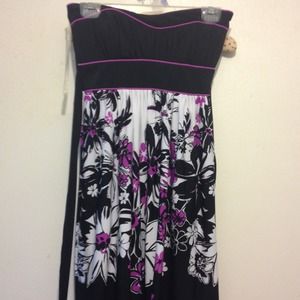 Strapless purple flower dress