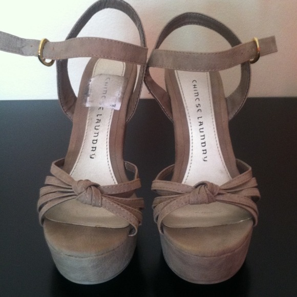Bundle black high heel, and tan wedges