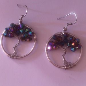 Multiple colored tree earrings