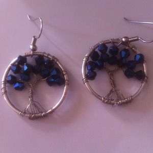 Blue tree earrings