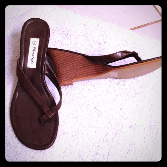 Brown heeled sandals
