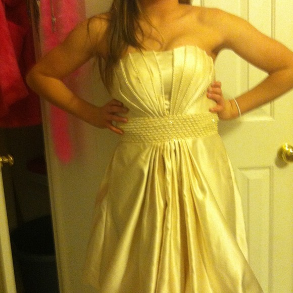 Champagne colored homecoming dress