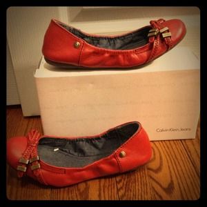 Sold! ❤ Red Calvin Klein Jeans Flats