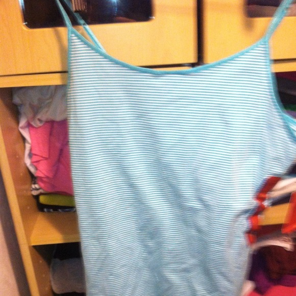 🐸Reduced🐸NWT turquoise and white stripe tank top - Picture 1 of 2
