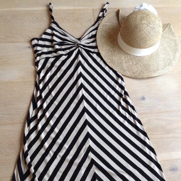 ***Reserved*** Black and taupe chevron maxi dress