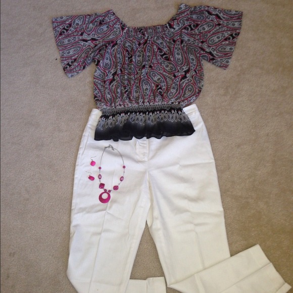 Black/pink paisley chiffon top