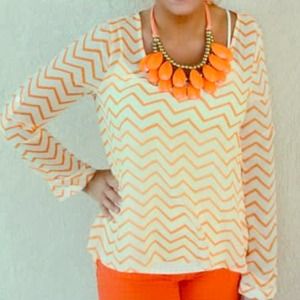 Tulip back orange/cream CHEVRON top :)