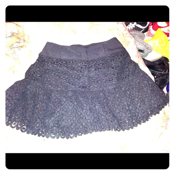 Black skirt with now and lace