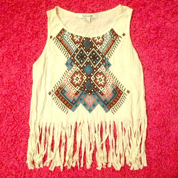 Forever 21 tribal fringe tank top
