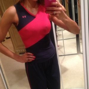 Under armour new women's sports top blue and coral