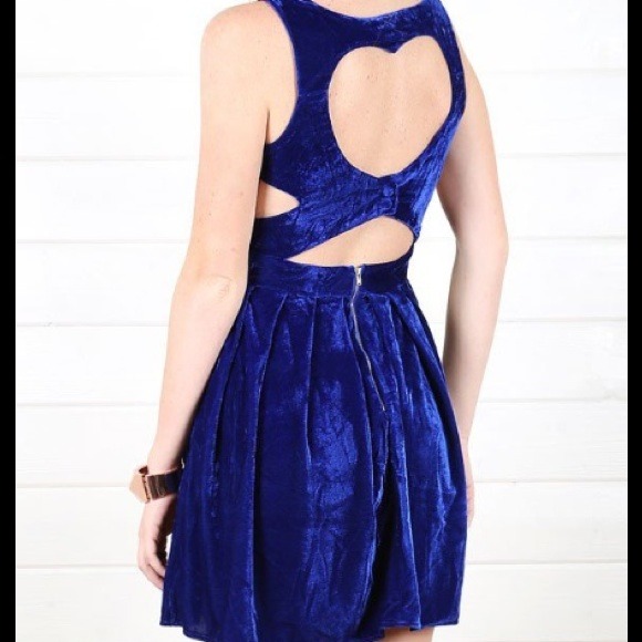 blue velvet heart cut out dress!
