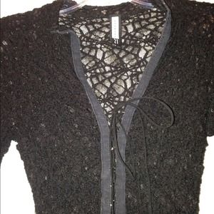Spider web lace corset top with bell sleeves
