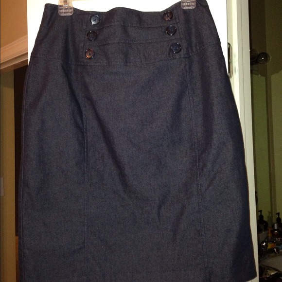 Stretch denim high waist pencil skirt