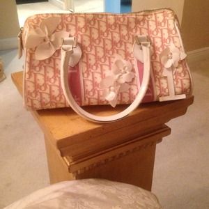 Christian Dior pink & white monogram crystal bag