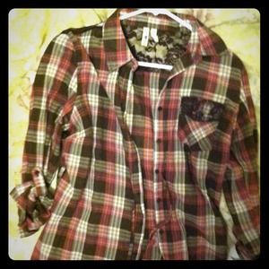 Lace flannel shirt