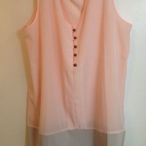 NWT Super cute pink and tan silk top, S