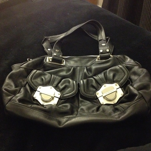 Genuine leather black purse w/ silver accents