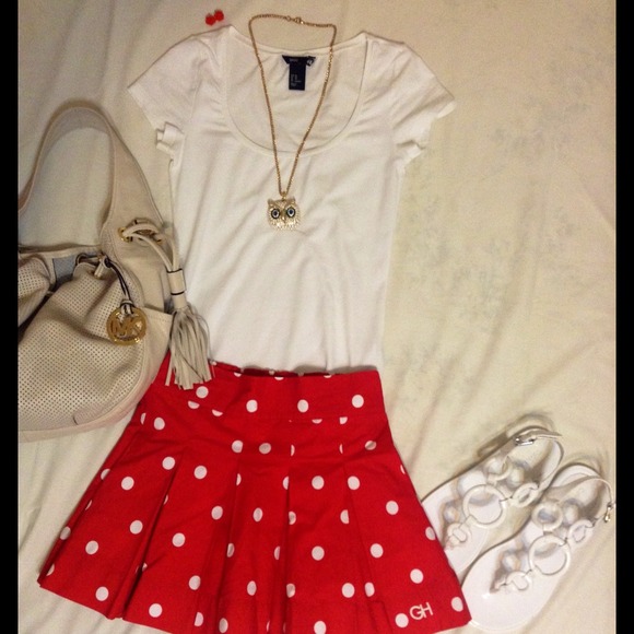 SOLD!!! Red and White Polka Dot Skirt XS