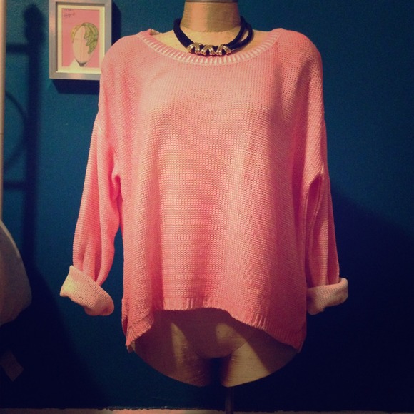 H&M Tops - !!REDUCED!! H&M wax coated neon sweater