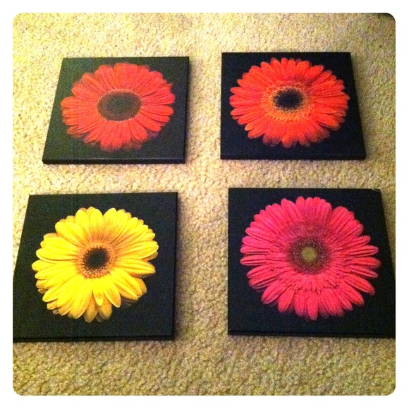 4 piece flowered wall art.