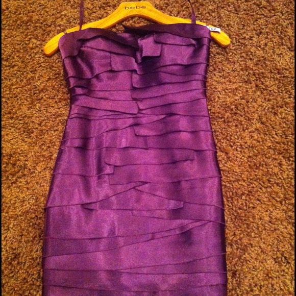 REDUCED Bebe Purple Strapless Bandage Dress XXS 00 - Picture 3 of 4